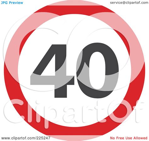 Royalty Free Rf Clipart Illustration Of A Red And White Round 40 Sign