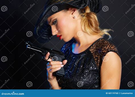 Woman Gun Gangster Killer Silhouette Royalty Free Stock Image