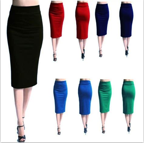 women slim knee length skirt mini bodycon skirt office lady high waist stretch sexy pencil