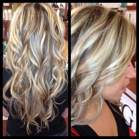After she applied the mousse, she brushed the dark color through the top of the hair. Pictures Of Blonde Hair With Lowlights And Highlights ...