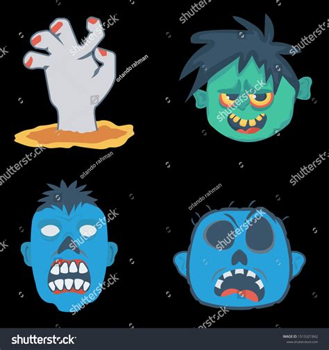 cartoon zombie heads vector clip art stock vector royalty free 1515321842 shutterstock