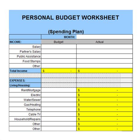 FREE Personal Budget Samples In Google Docs Google Sheets Excel MS Word Numbers