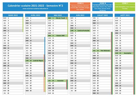 Calendrier Scolaire 2021 Et 2022 Calendrier Vacances Scolaires 2021