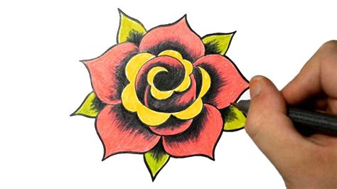 How To Draw A Simple Rose Tattoo Design Youtube