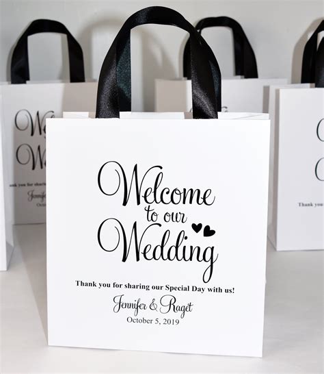 25 Wedding Welcome Bags With Satin Ribbon Handles And Your Names