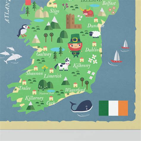 Illustrated Map Of Ireland Childrens A3 Print By Unwind Illustrations