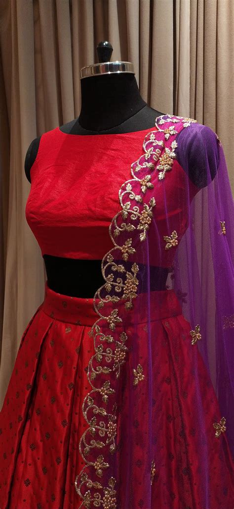 Red And Violet Traditional Half Saree Anju Shankar Label