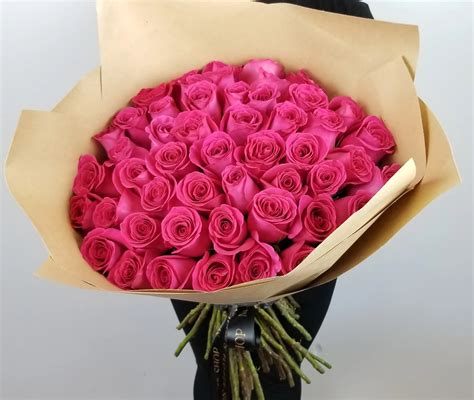 Mfs Hot Pink 50 Rose Bouquet In Maywood Ca Maggies Flower Shop