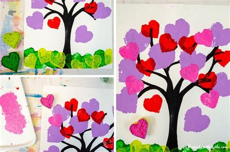 How To Make A Colorful Heart Tree Painting Projects With Kids