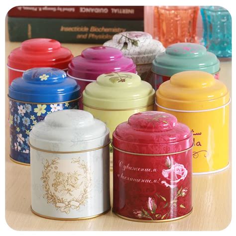 Free Shipping Vintage Tea Tin Containers Cute Mini Tin Case Floral
