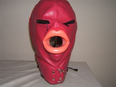 Pink Leather Gimp Mask With Latex Sissy Lips In Red Black Or Pink Zips On Eyes Ebay