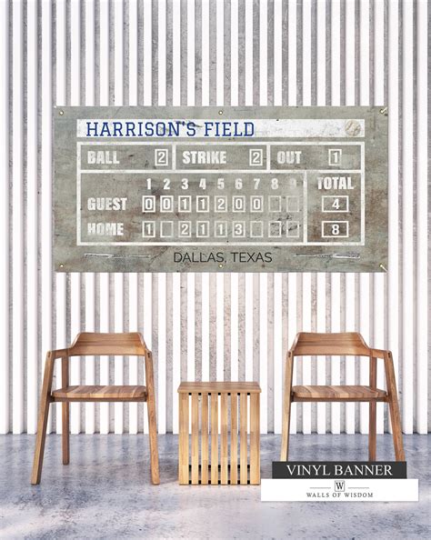 Personalized Vintage Baseball Scoreboard Vinyl Sign Boys Baseball Th