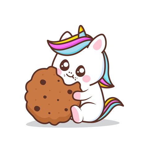 Cute Unicorn Eating A Cookie 6879757 Vector Art At Vecteezy