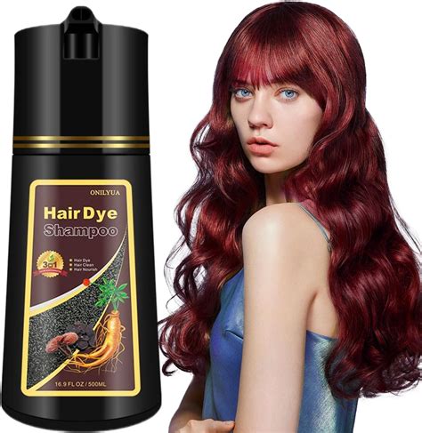 Fvquhvo Dark Red Wine Hair Dye Shampoo 3 In 1 For Gray Hairnatural Hair Color