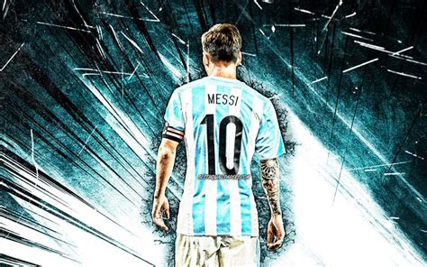 Download Wallpapers 4k Lionel Messi Back View Grunge