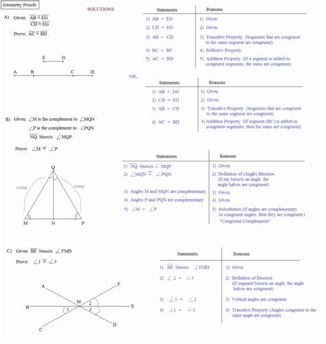 Geometry Proofs Worksheet With Answers