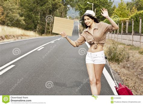 girl hitchhiking stock image image of hitchhiking hand 61256391