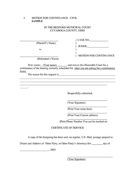 Continuance 2020 2022 Fill And Sign Printable Template Online Us