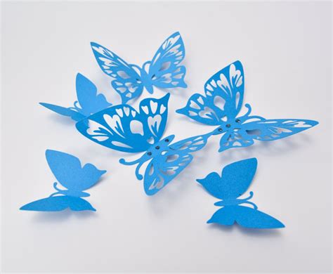 Blue Butterfly Wall Art 3d Butterfly Wall Decor Paper Etsy