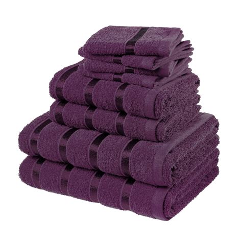 8pc Towel Bales Set Aubergine Asab