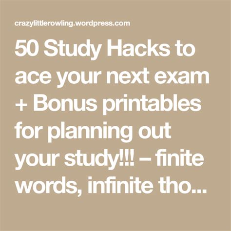 50 Study Hacks To Ace Your Next Exam Bonus Printables For Planning