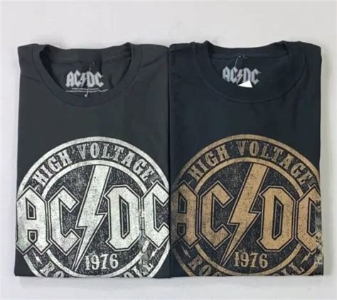 Mens Acdc 1976 High Voltage Rock And Roll Short Sleeve Cotton Shirt 1699 Picclick