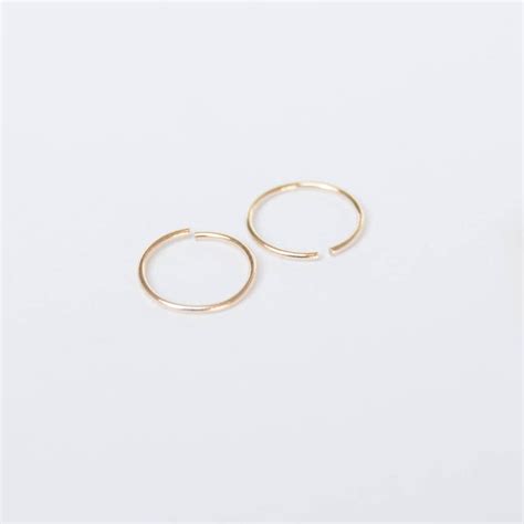 9ct Gold Tiny Gold Wire Hoops Nose Ring Thin Hoops 9ct Etsy Uk