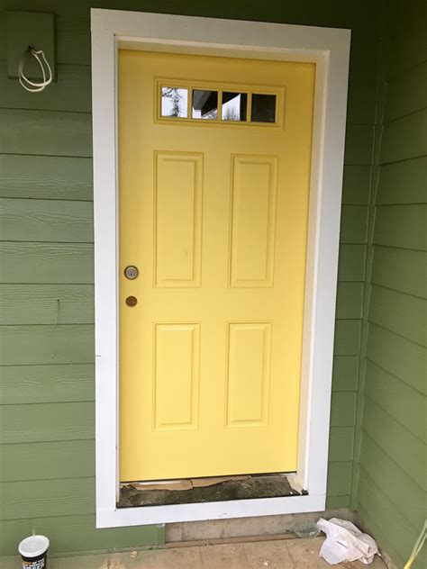Yellowdaffodil Door With Green Artichoke Paint By Sherman Williams