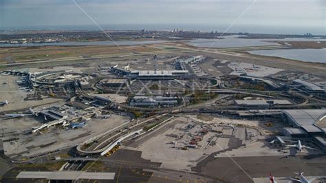 John F Kennedy International Airport In Autumn Aerial Stock Photo