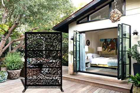 Decorative Laser Cut Metal Privacy Screen Outdoor Divider With Stand