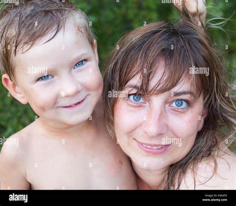 Mother Son Bathing In River Hi Res Stock Photography And Images Alamy