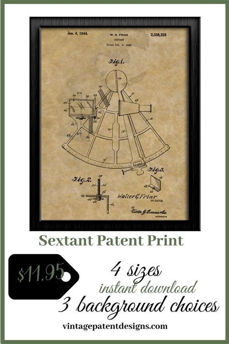 nautical art sextant sextant drawing 3 sizes 4 designs vintage patent art digital