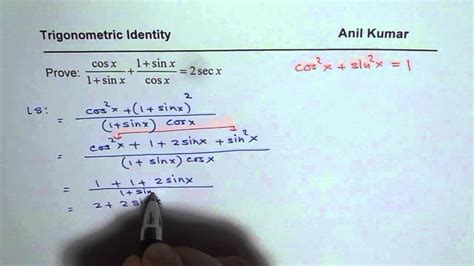 Prove Trigonometric Identity To 2 Sec X Youtube