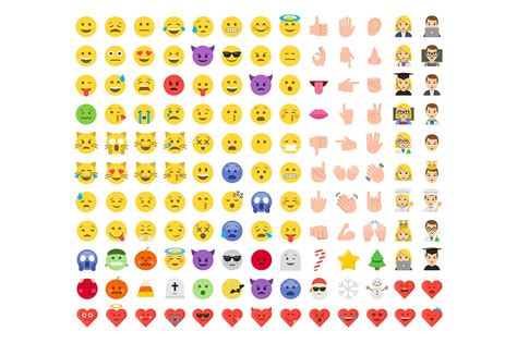 Flat Style Emoji Emoticon Icon Set Emoji Icons ~ Creative Market