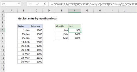 Get Last Entry By Month And Year Excel Formula Exceljet