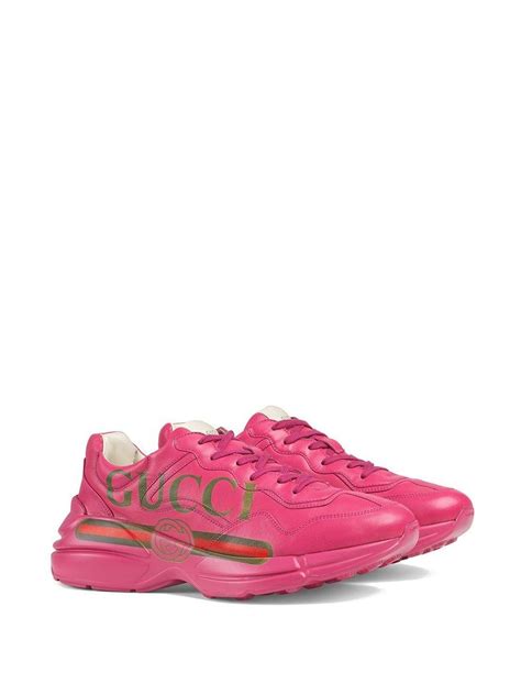 Gucci Rhyton Logo Leather Sneaker In Pink Leather Pink For Men Save