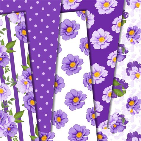 Purple Flower Papers By Digitaldesignsandart Thehungryjpeg