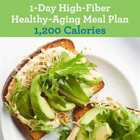 Each serving provides 440 kcal, 14g protein, 58g carbohydrate (of which 11g sugars), 14g fat (of which 2g saturates), 13g fibre and 0.6g salt. 1-Day High-Fiber Healthy-Aging Meal Plan: 1,200 Calories ...