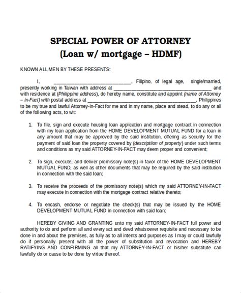 Power Of Attorney Template