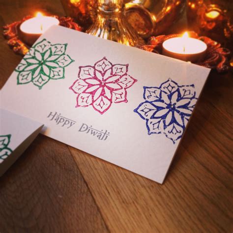Handmade Greeting Cards For Diwali Using Traditional Block Printing