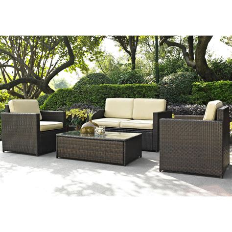 Outdoor dining chairs complement your patio table to create the perfect outdoor setting to relax measure the height of your dining table to choose chairs that fit. Palm Harbor 4 Piece Outdoor Wicker Seating Set - Loveseat ...