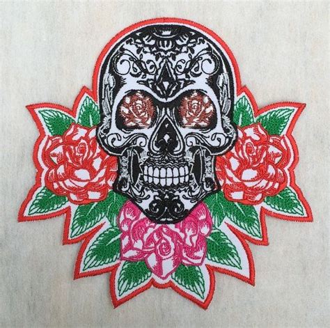 Calavera Skull Patch Day Of The Dead Sugar Skull Embroidered Iron On