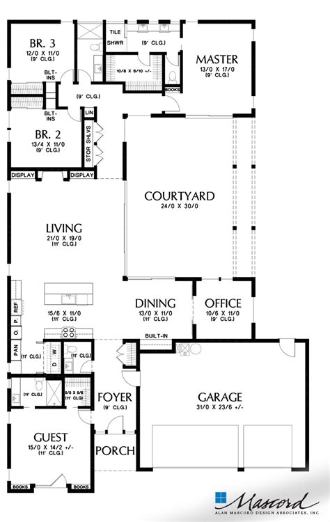 Mascord House Plan 1260aa The Alameda South West Main Floor Plan