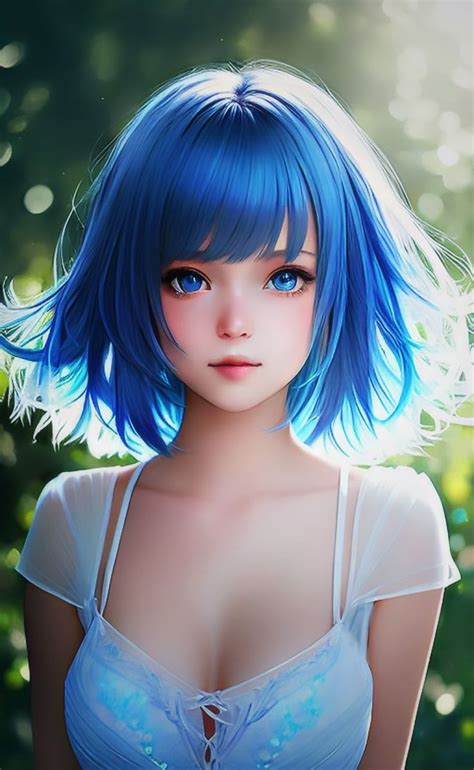 Designs Anime Blue Hair Blue Haired Girl Short Blue Hair