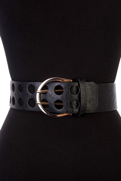 Black Perforated Faux Leather Belt Faux Leather Belts Belts For