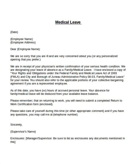 Medical Leave Of Absence Template