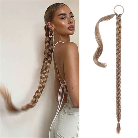 GetUSCart SEIKEA Long Braided Ponytail Extension With Hair Tie