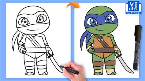 How To Draw Leonardo Teenage Mutant Ninja Turtles Draw Cartoon Characters Step By Step Youtube