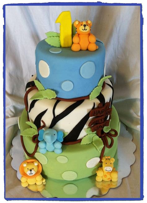 This cake is very springlike and so different than most of the others. Jungle Baby Boy - CakeCentral.com