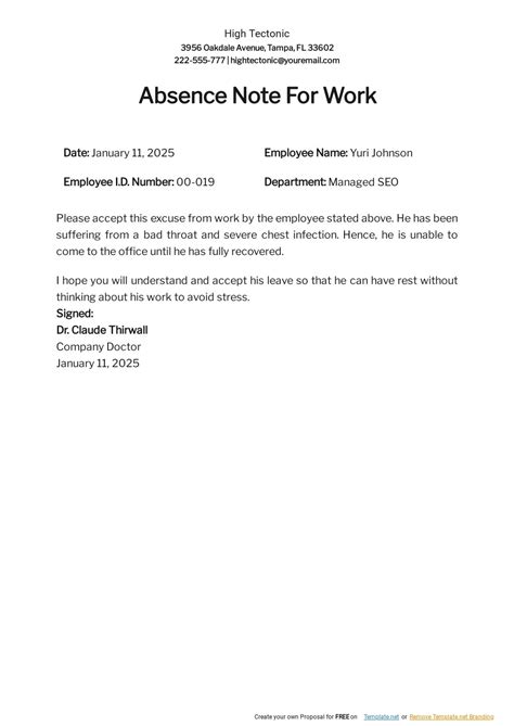 Formal Excuse Letter For Absence Template Google Docs Word Apple Pages Template Net